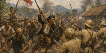 Ilustrasi perlawanan masyarakat di zaman penjajahan. (Gambar AI)