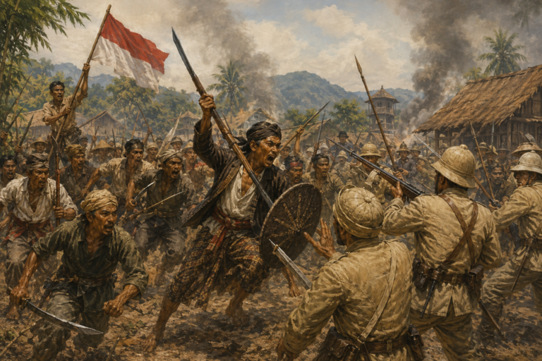 Ilustrasi perlawanan masyarakat di zaman penjajahan. (Gambar AI)